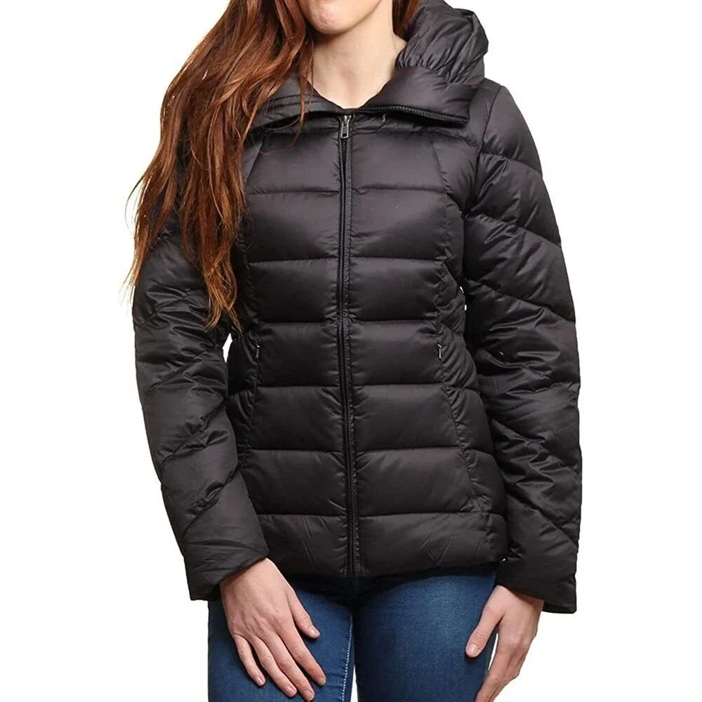 Patagonia Downtown Jacket Hooded Puffer Black Down Coat Womens Size Large H14287 - Picture 3 of 15